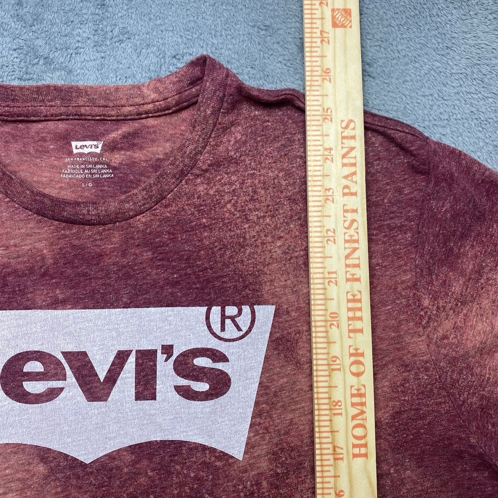 Levi's‎ T-shirt Men's Size Large Red Distressed Acid Wash Bleach Dyed - Picture 3 of 7